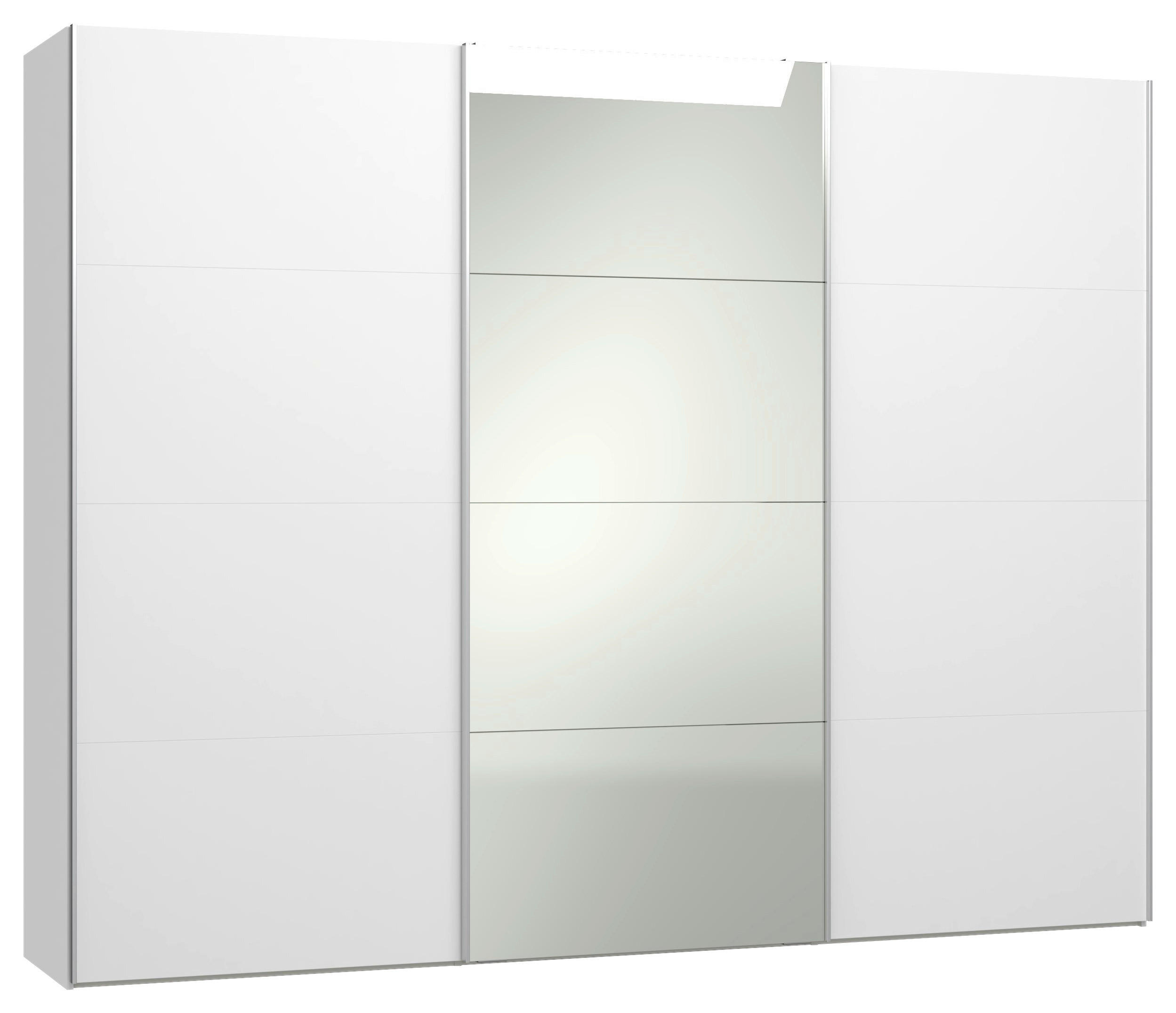 SCHWEBETÜRENSCHRANK 303/236/65 cm 3-türig Weiß  - Silberfarben/Weiß, Design, Glas/Holzwerkstoff (303/236/65cm) - Jutzler