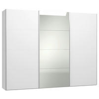 SCHWEBETÜRENSCHRANK 303/236/65 cm 3-türig Weiß  - Silberfarben/Weiß, Design, Glas/Holzwerkstoff (303/236/65cm) - Jutzler