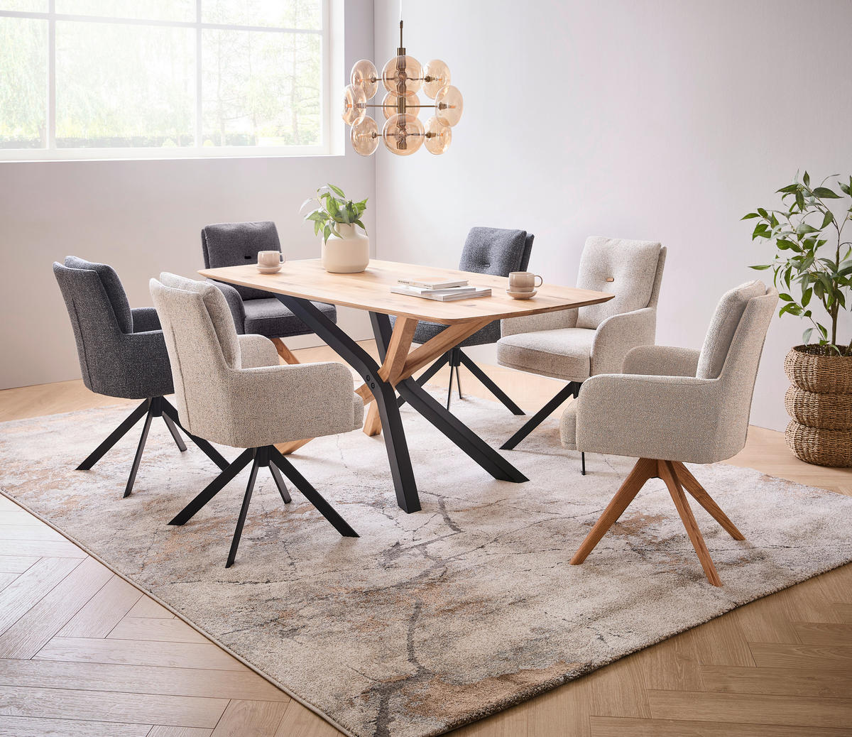 ARMLEHNSTUHL  in Webstoff  - Eichefarben/Beige, Design, Holz/Textil (60,5/67/88cm) - Novel