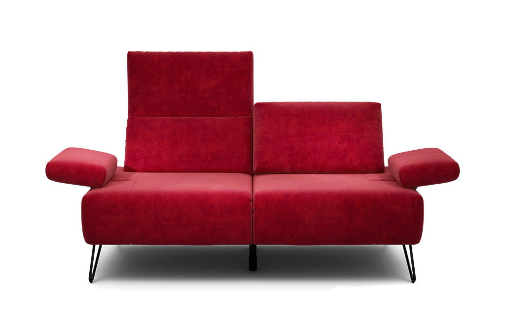 2-SITZER-SOFA Samt Rot  - Rot/Schwarz, Design, Textil/Metall (164-194/85/86-94cm) - SENSOO