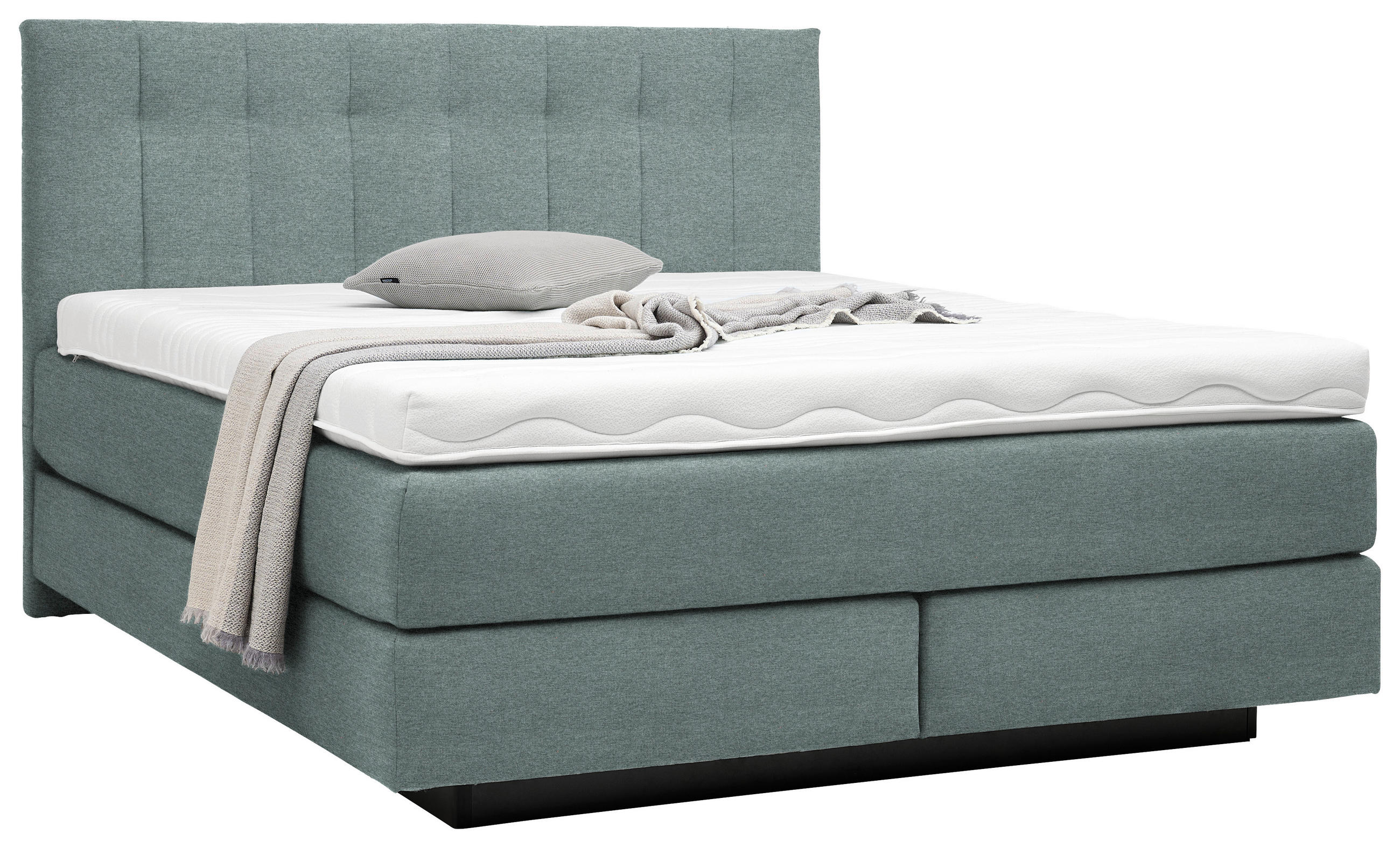 BOXSPRINGBETT 180/200 cm  in Hellgrau  - Hellgrau/Schwarz, MODERN, Holzwerkstoff/Kunststoff (180/200cm) - Beldomo - Sleep