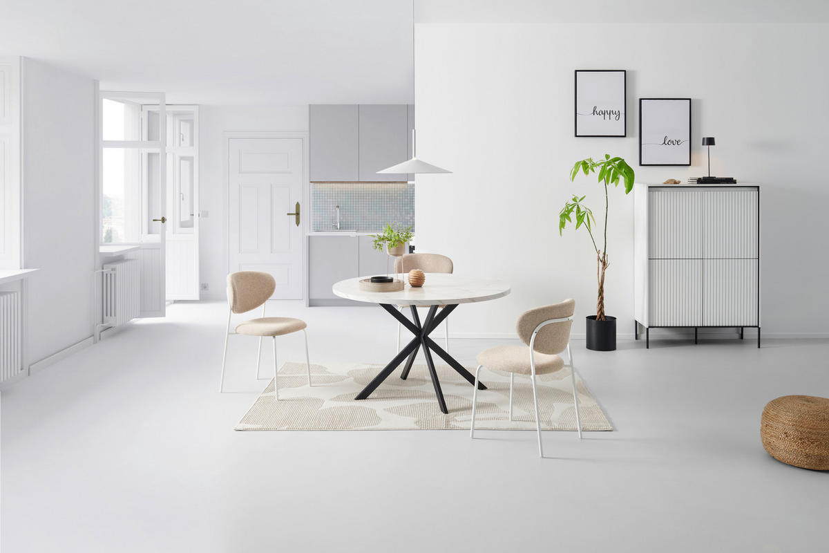 ESSTISCH in Metall, Holzwerkstoff 120/120/75 cm  - Schwarz/Weiß, MODERN, Holzwerkstoff/Metall (120/120/75cm) - MID.YOU