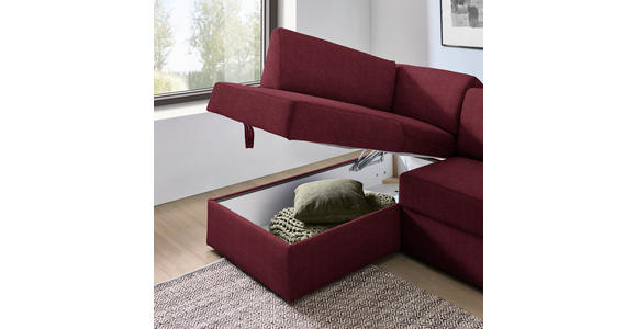 ECKSOFA in Webstoff Rot 165/224 cm - Rot/Schwarz, KONVENTIONELL, Kunststoff/Textil (165/224cm) - Xora