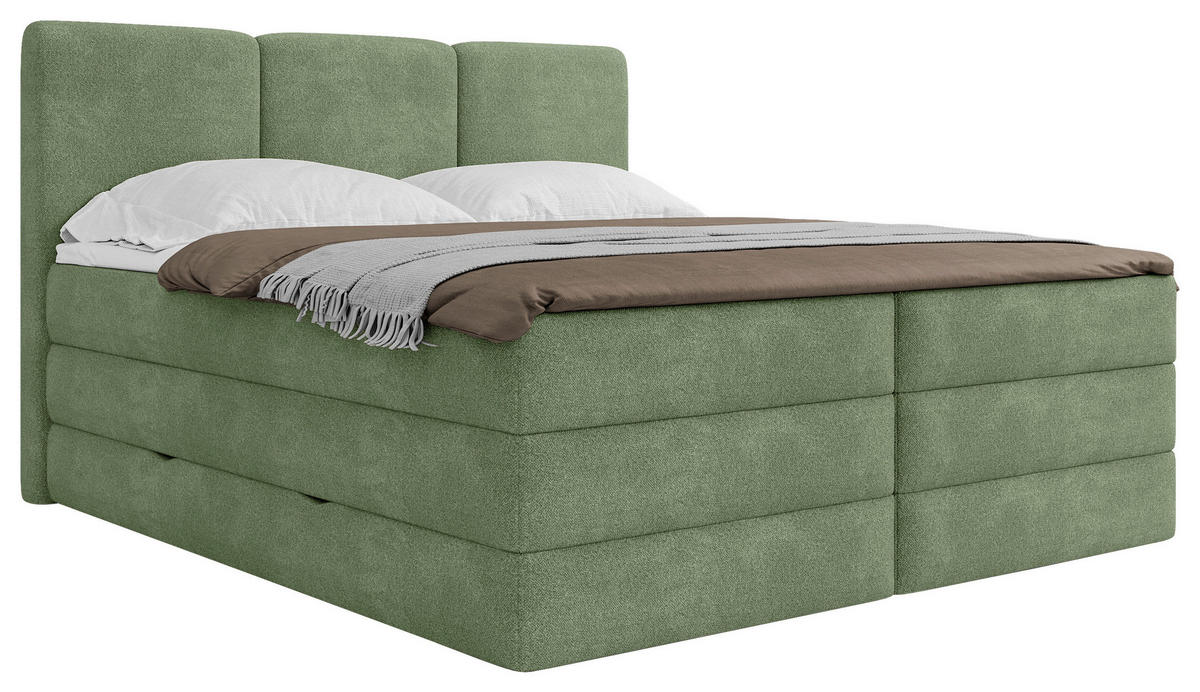 KONTINENTALSÄNG 160/200 cm  i grön  - grön/svart, Modern, trämaterial/trä (160/200cm) - MID.YOU