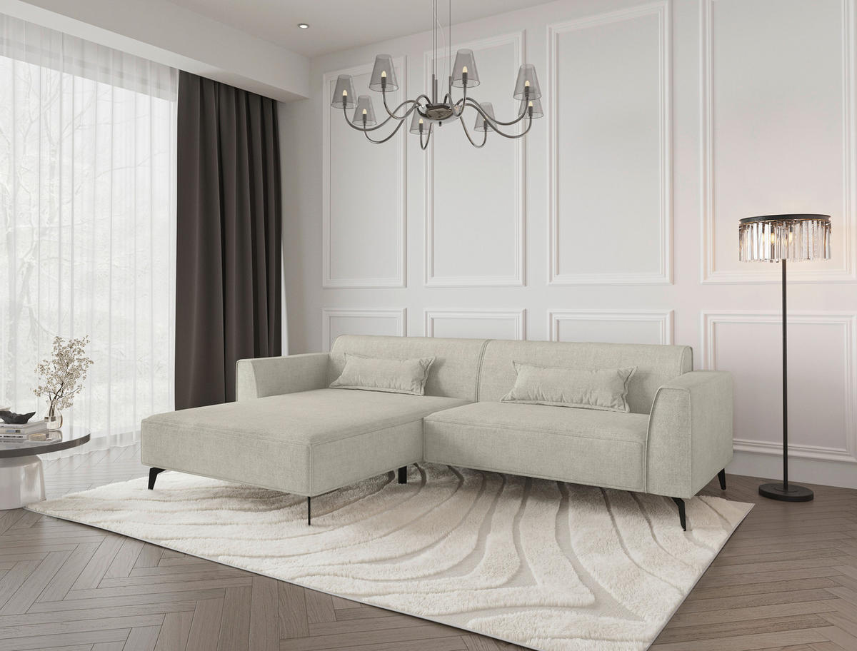 ECKSOFA  in Naturfarben  190/295 cm  - Schwarz/Naturfarben, MODERN, Textil/Metall (190/295cm) - Carryhome