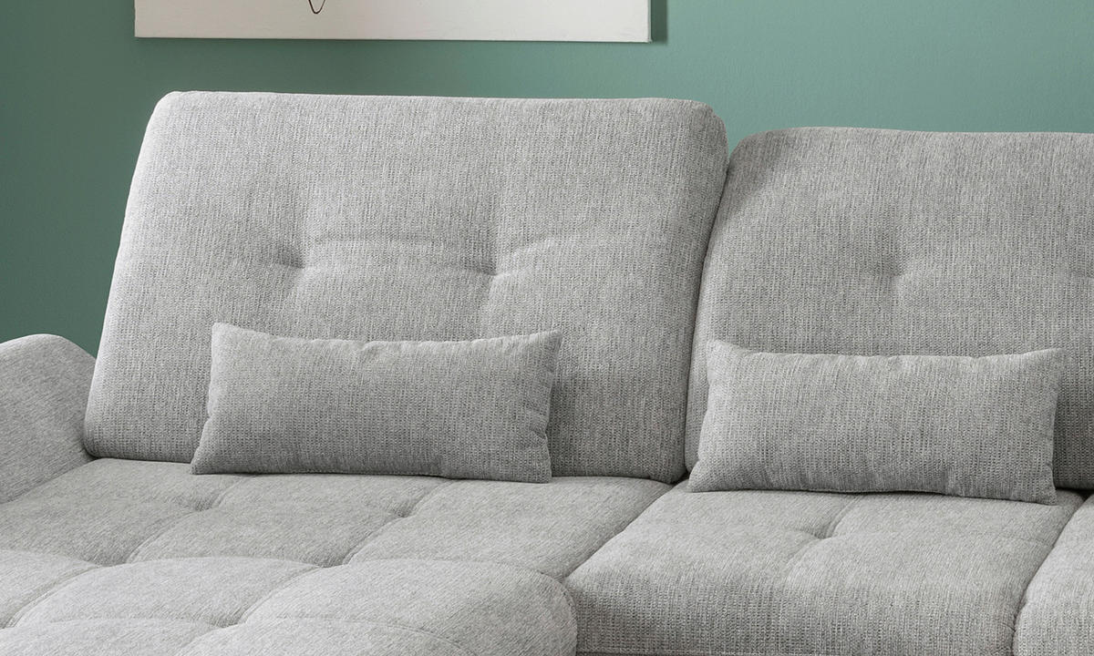 WOHNLANDSCHAFT in Chenille Silberfarben  - Chromfarben/Silberfarben, Design, Textil/Metall (195/376/254cm) - Livetastic