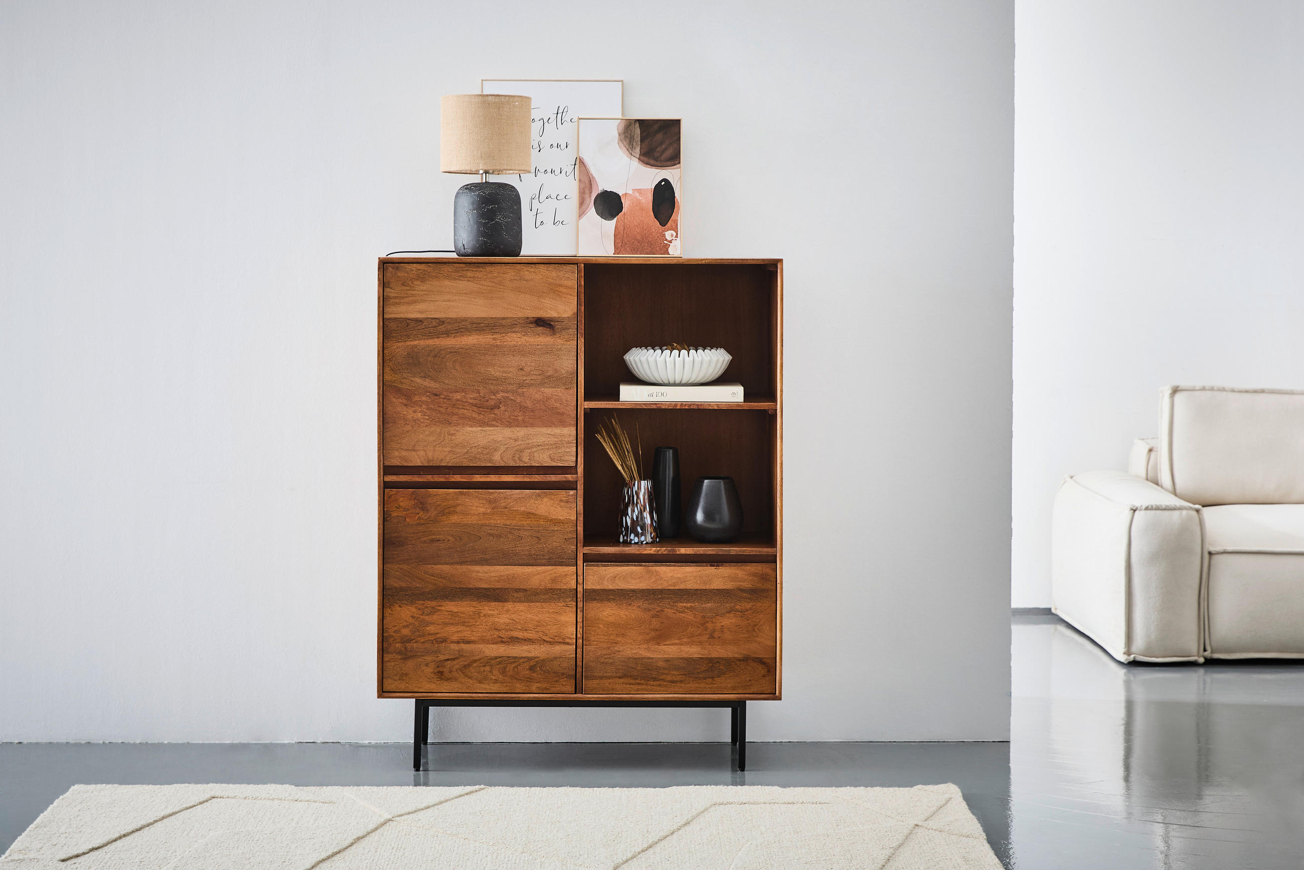KOMMODE  in 110/140/40 cm  - Schwarz/Honig, LIFESTYLE, Holz/Metall (110/140/40cm) - Livetastic