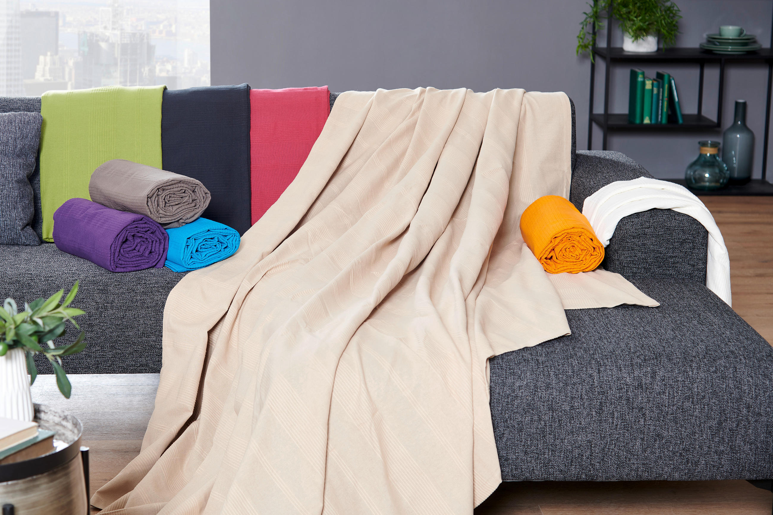 TAGESDECKE 220/240 cm  - Grün, Basics, Textil (220/240cm) - Boxxx