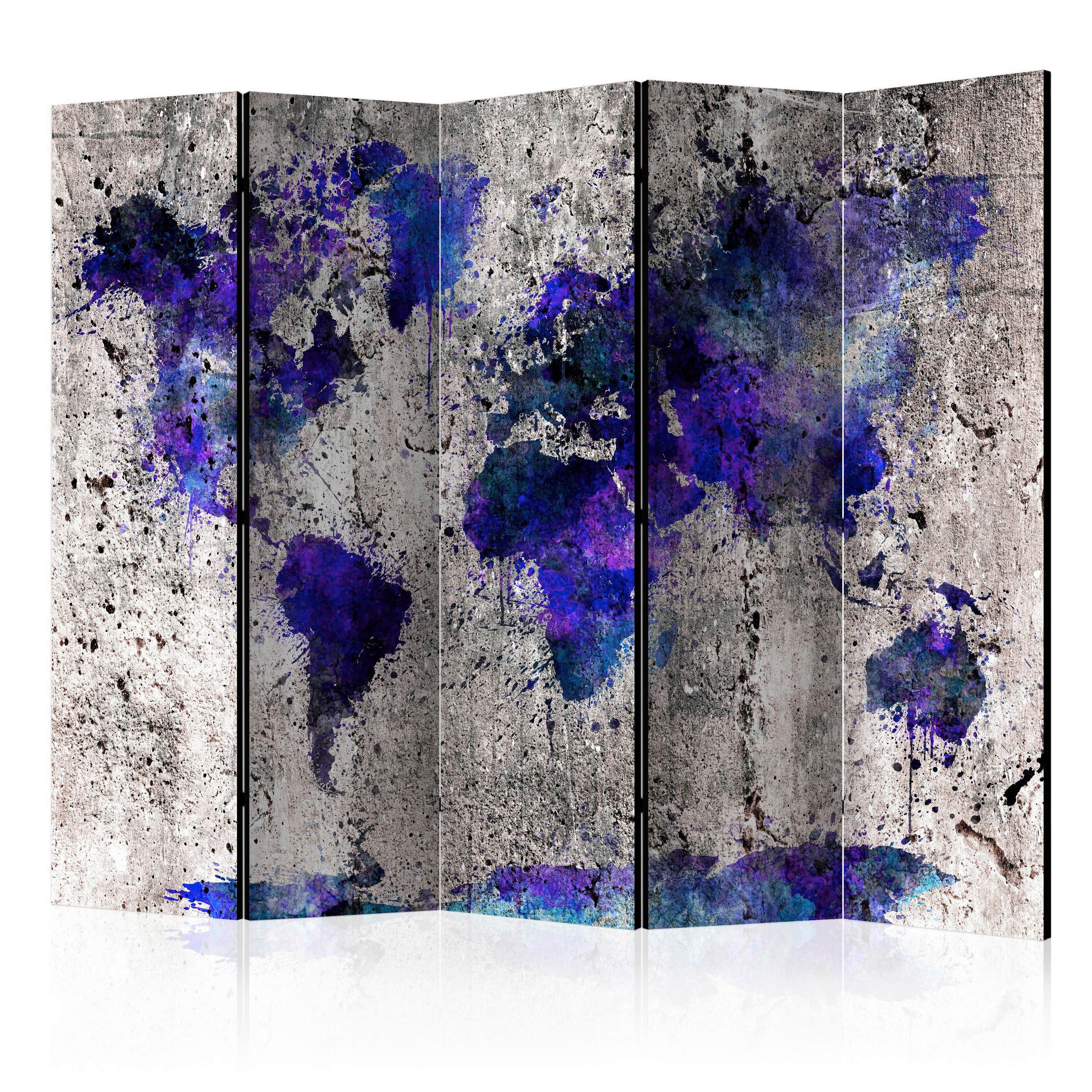 Paravent doppeltseitig mit 5  Flügel - Beige/Violett, Basics, Holz/Textil (225/172cm) - artgeist