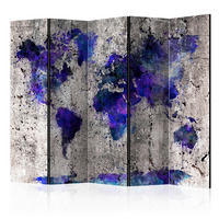 Paravent doppeltseitig mit 5  Flügel - Beige/Violett, Basics, Holz/Textil (225/172cm) - artgeist