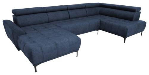 WOHNLANDSCHAFT Dunkelblau Velours  - Schwarz/Dunkelblau, Design, Textil/Metall (172/340/191cm) - Stylife