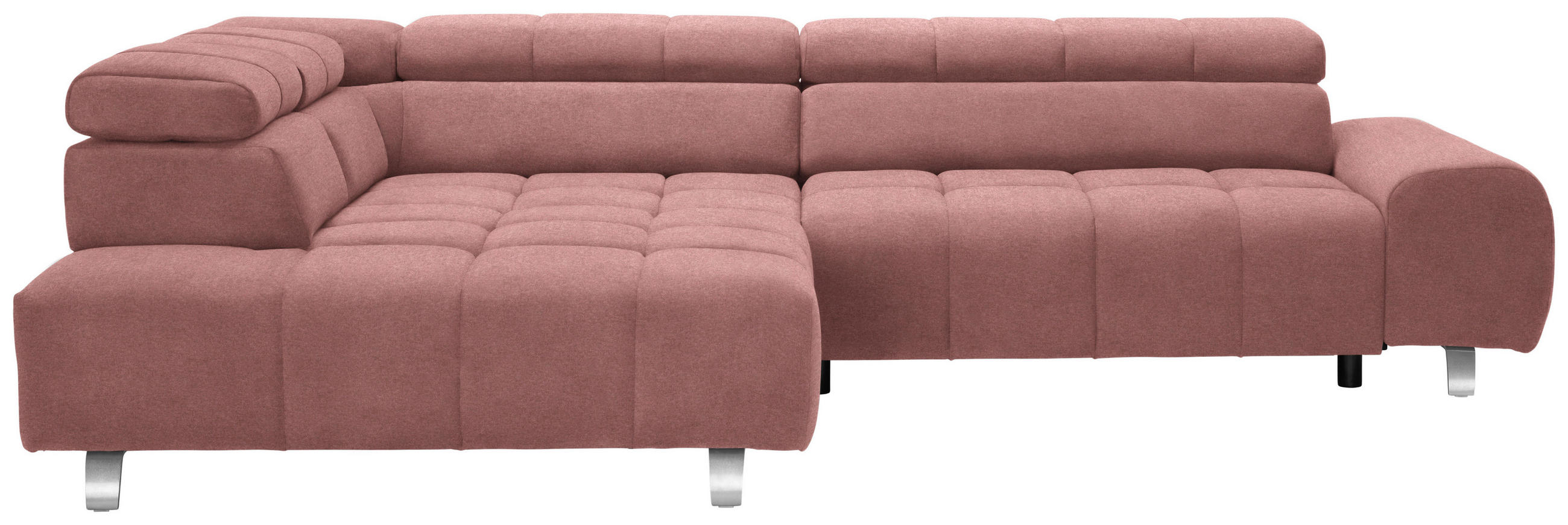 ECKSOFA Rosa Webstoff  - Dunkelgrau/Silberfarben, Design, Textil/Metall (201/295cm) - Hom`in