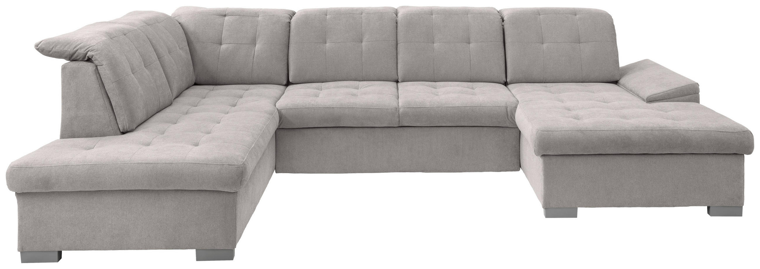 WOHNLANDSCHAFT in Chenille Grau  - Chromfarben/Grau, MODERN, Kunststoff/Textil (212/330/169cm) - Livetastic