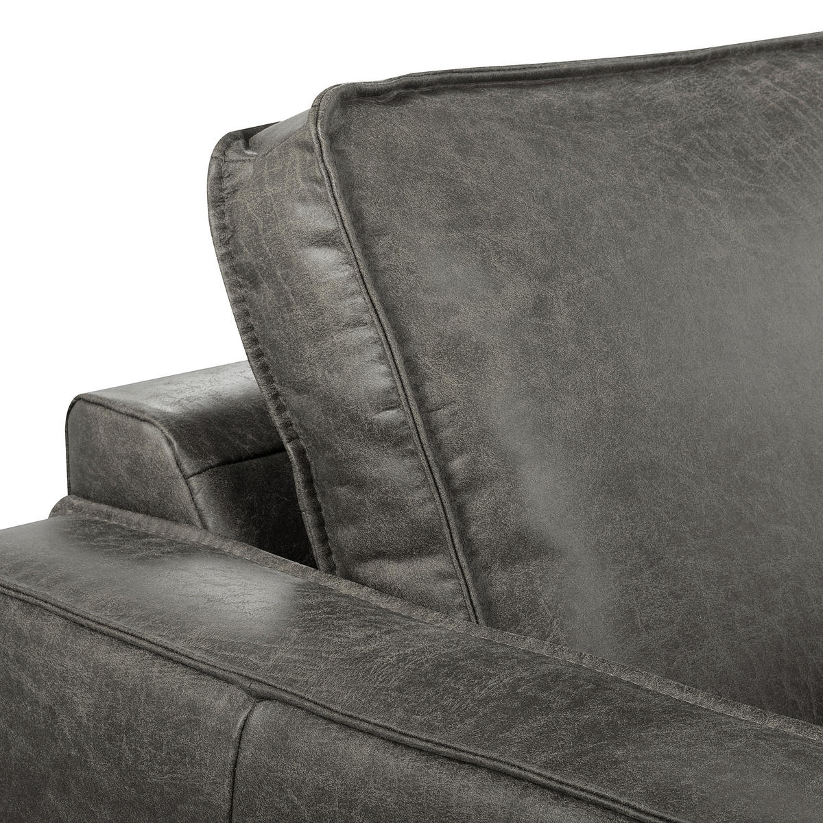 SESSEL in Lederlook Echtleder Dunkelgrau  - Dunkelgrau/Schwarz, Design, Leder/Textil (88/85/92cm) - Livetastic