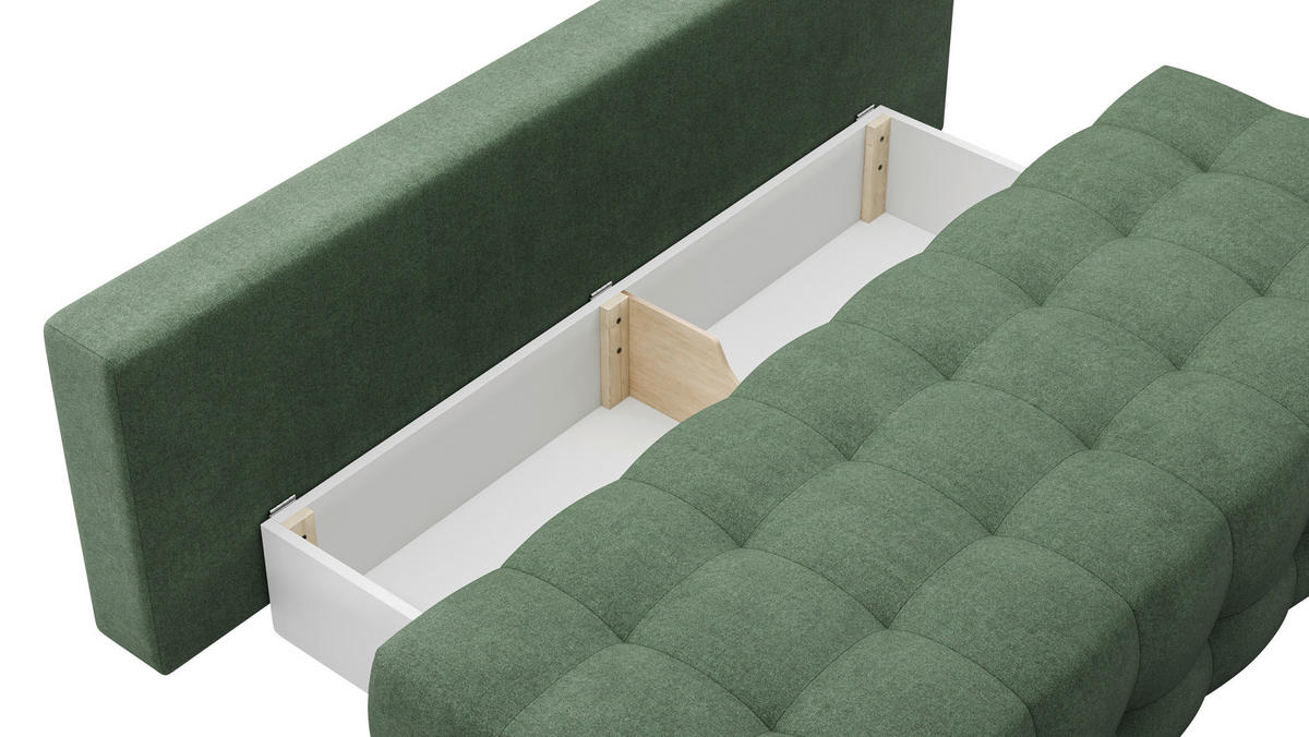 SCHLAFSOFA Jensen  mit Stoffauswahl, Schlafen auf Sitzhöhe, Rücken echt Struktur Grün  - Schwarz/Grün, KONVENTIONELL, Kunststoff/Textil (209/96/100cm) - Stylife