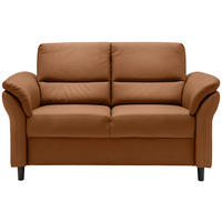 2-SITZER-SOFA Lederlook Cognac  - Cognac/Schwarz, Modern, Holz/Textil (147/90/89cm) - Livetastic