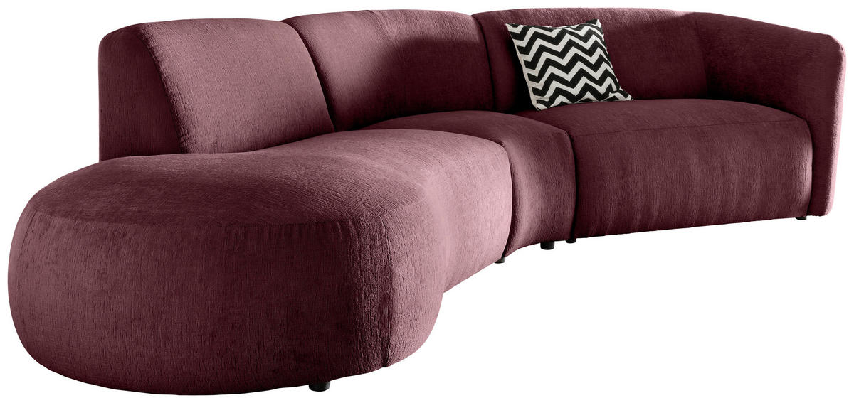 ECKSOFA in Mikrofaser Bordeaux  - Bordeaux/Schwarz, Modern, Kunststoff/Textil (276/182cm) - Livetastic