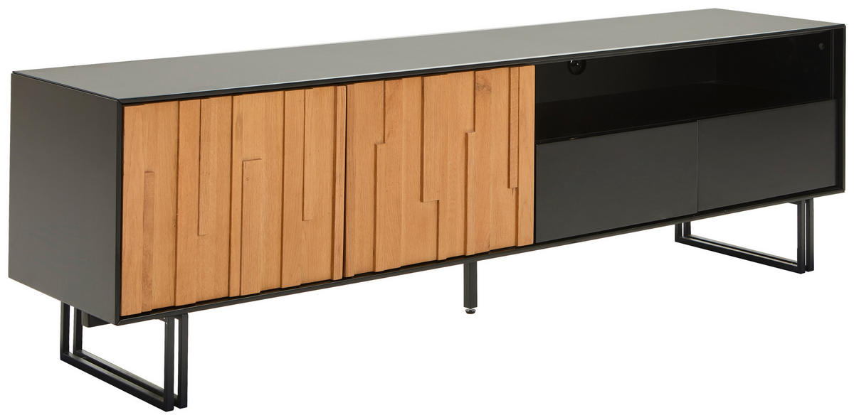 LOWBOARD  180/53/40 cm 2 Schublade(n) Beimöbel erhältlich, stehend  - Eichefarben/Schwarz, Trend, Holz/Holzwerkstoff (180/53/40cm) - Xora