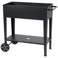 BLUMENKASTEN  - Schwarz, LIFESTYLE, Kunststoff/Metall (88/44/80cm)