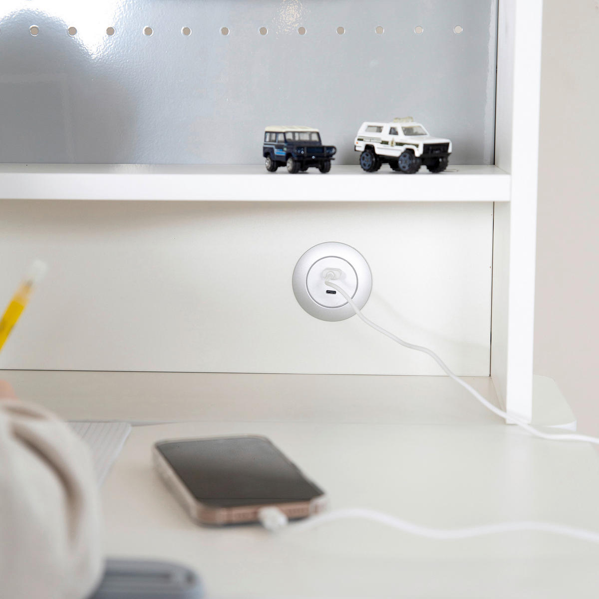 SCHREIBTISCHAUFSATZ  in Grau, Weiß, Kaschmir  - Kaschmir/Weiß, MODERN, Holzwerkstoff/Metall (102/50/25cm) - Roba