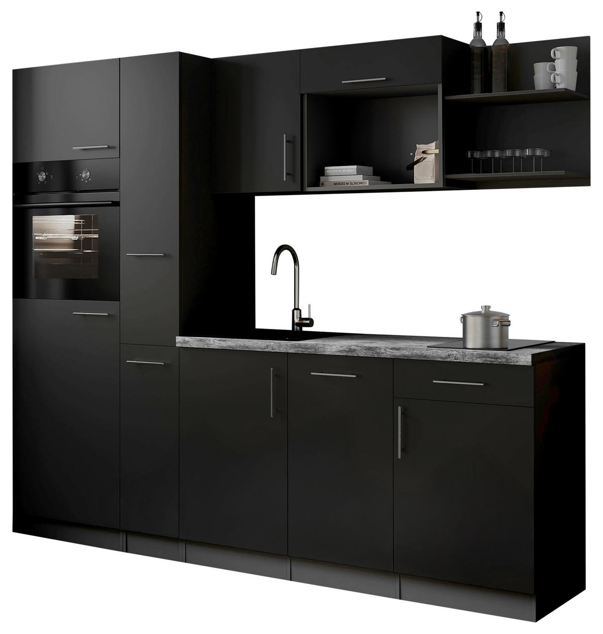 MODULKÖK 235 cm   i svart  - svart/grå, Trend, metall/trämaterial (235cm) - Respekta
