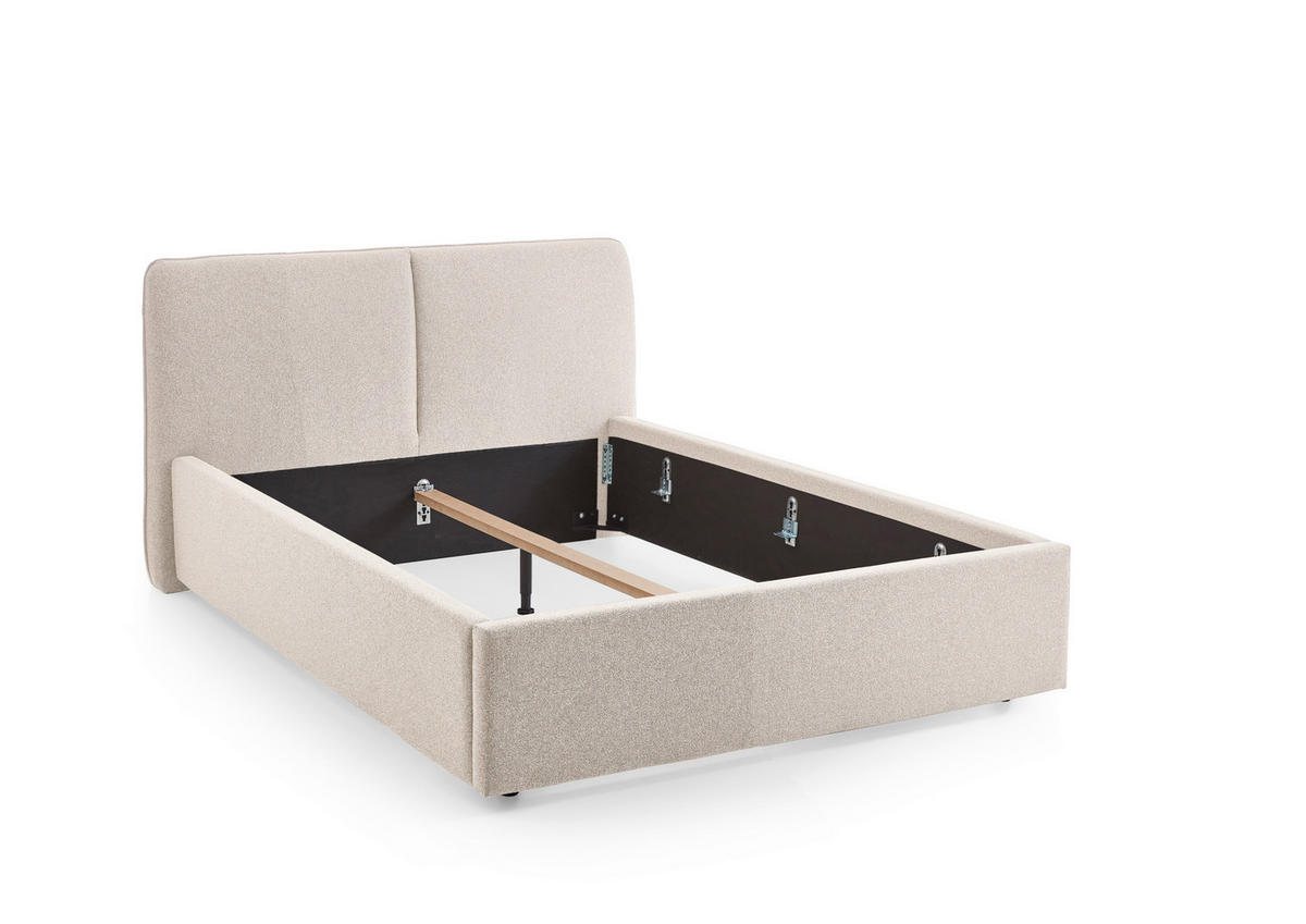 POLSTERBETT 140/200 cm,  in Beige,  - Beige/Schwarz, Design, Holz/Textil (140/200cm) - Stylife