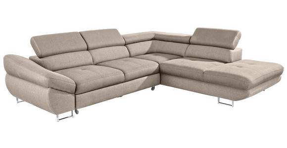 ECKSOFA in Webstoff Beige  - Beige, Design, Textil/Metall (280/235cm) - Hom`in