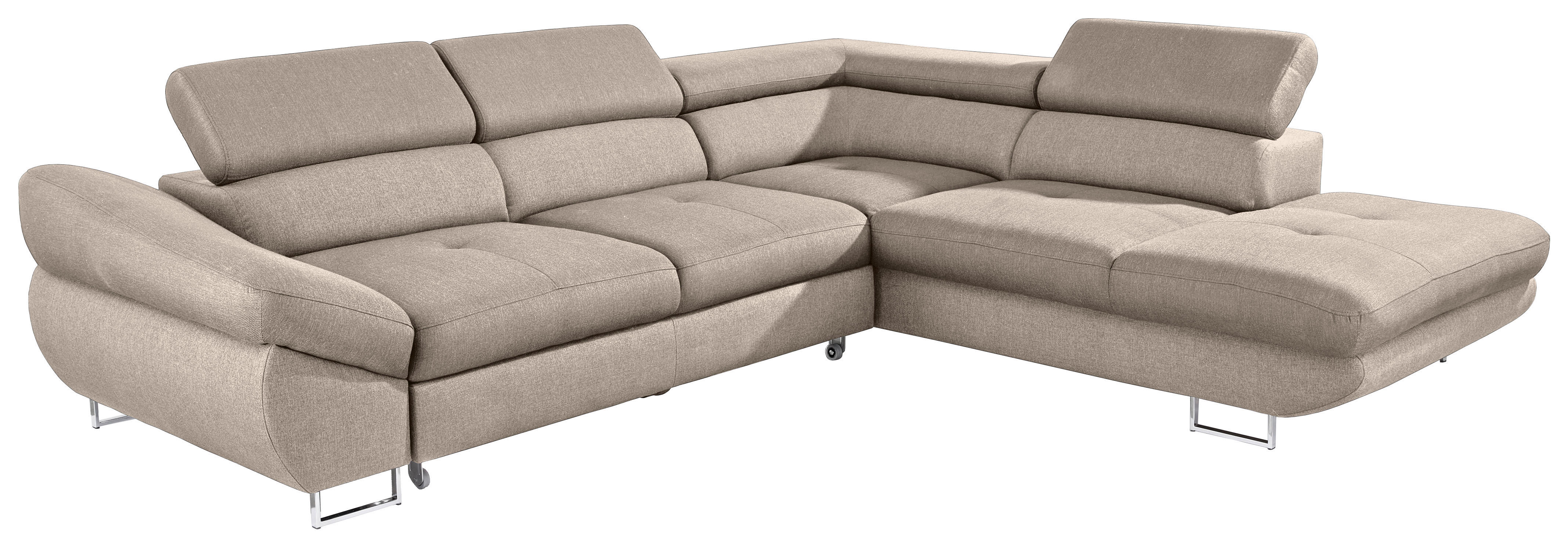 ECKSOFA in Webstoff Beige  - Beige, Design, Textil/Metall (280/235cm) - Hom`in