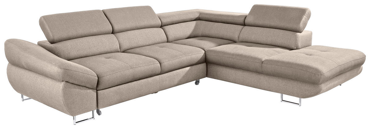 ECKSOFA in Webstoff Beige  - Beige, Design, Textil/Metall (280/235cm) - Hom`in