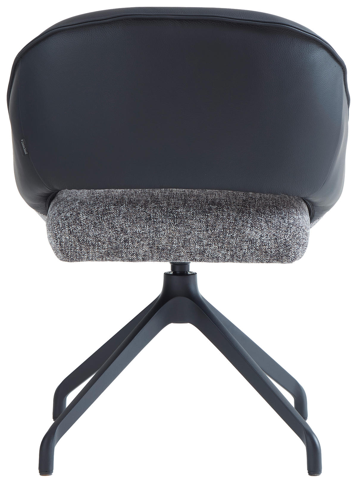 ARMLEHNSTUHL  Sitzfläche 360° drehbar, automatische Rückholfunktion Leinenoptik Echtleder  Grau, Schwarz  - Schwarz/Grau, Design, Leder/Textil (60/81/63.5cm) - Dieter Knoll