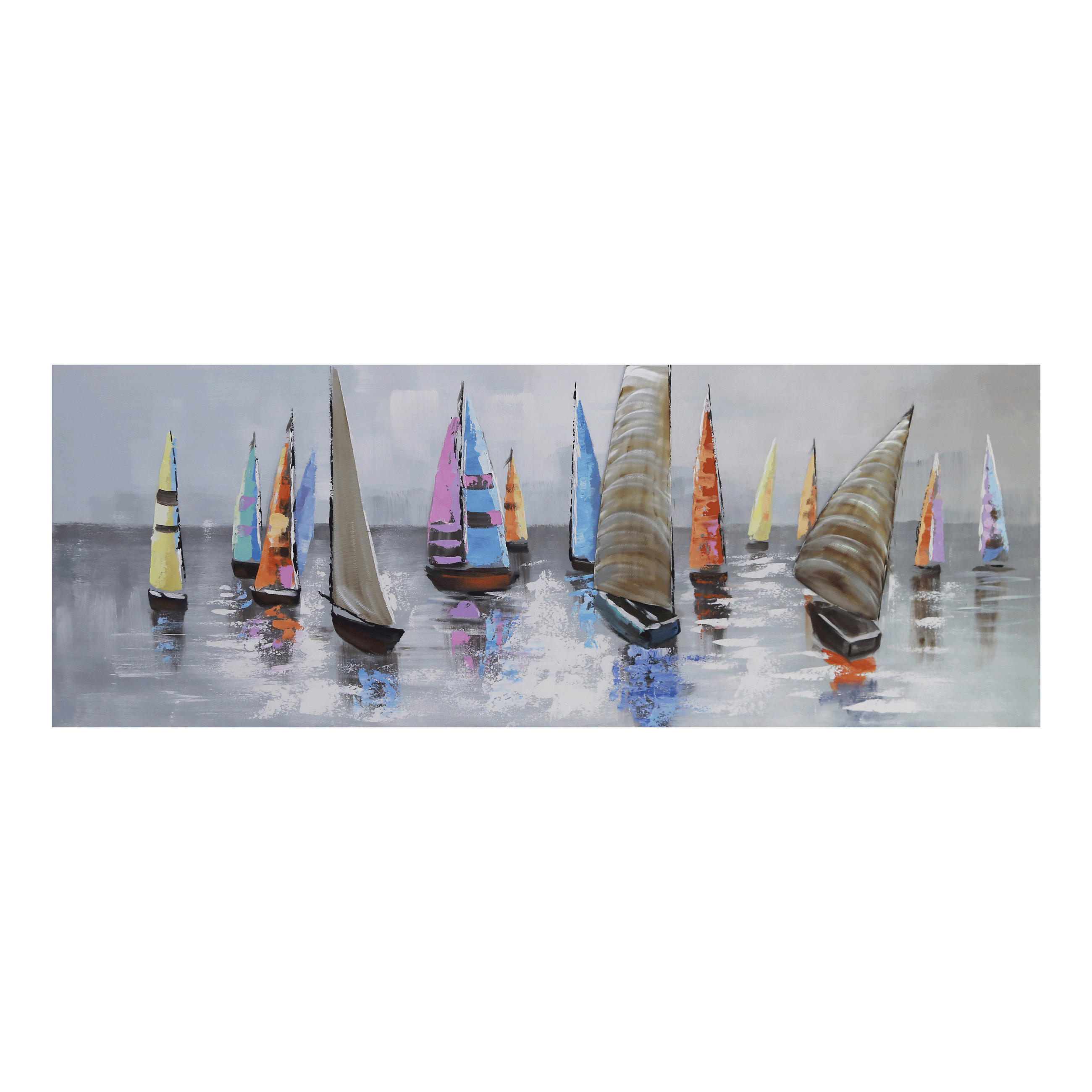 ÖLGEMÄLDE Strand & Meer 150/55 cm  - Blau/Gelb, Basics, Holz/Textil (150/55cm) - Monee