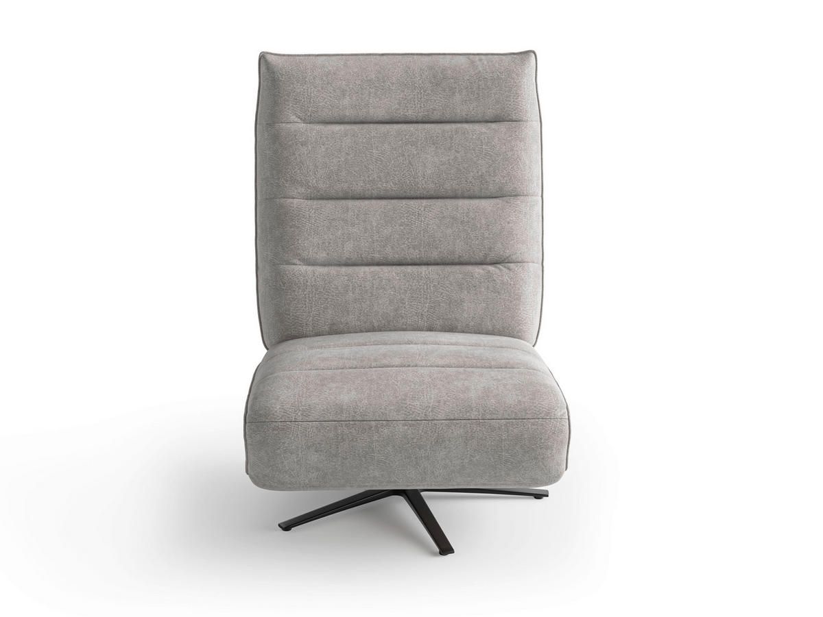 RELAXSESSEL EVE E Mikrofaser Kopfteilverstellung, Rücken echt    - Schwarz/Grau, Basics, Textil/Metall (80/109/98cm) - Sit & More