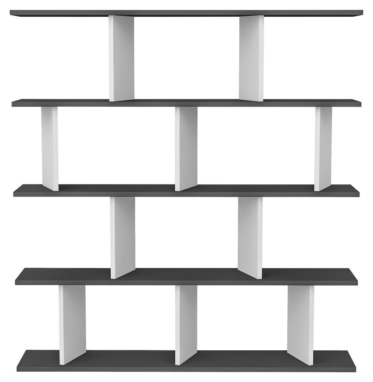 REGAL  130/137/25 cm  - Weiss/Anthrazit, Design, Holzwerkstoff (130/137/25cm) - Livetastic