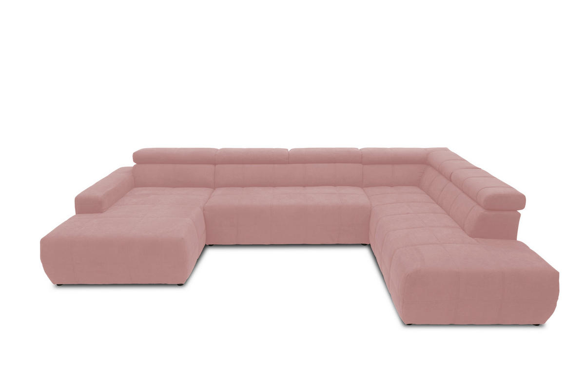 WOHNLANDSCHAFT in Mikrofaser Rosa  - Schwarz/Rosa, Design, Kunststoff/Textil (175/359/228cm) - MID.YOU