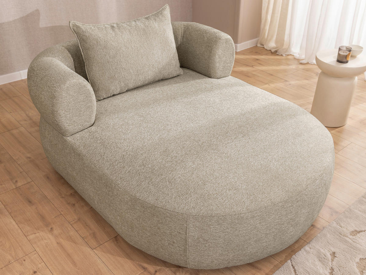 XXL-SESSEL Chenille Beige    - Beige/Schwarz, Design, Kunststoff/Textil (122/76/156cm) - Livetastic