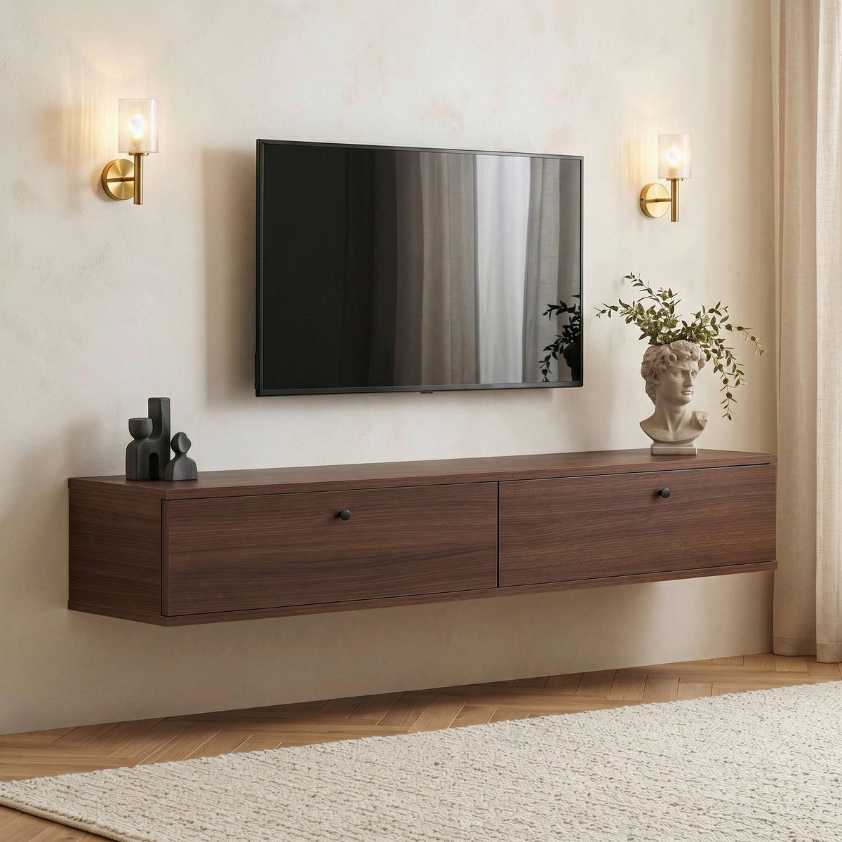 TV-ELEMENT Holzwerkstoff Walnussfarben  - Walnussfarben, MODERN, Holzwerkstoff (160/25/25cm) - MID.YOU