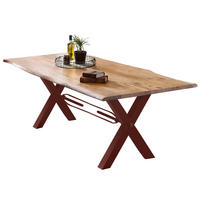 ESSTISCH 200/100/76 cm Echtholz  Holz, Metall rechteckig Braun, Naturfarben  - Braun/Naturfarben, MODERN, Holz/Metall (200/100/76cm) - MID.YOU