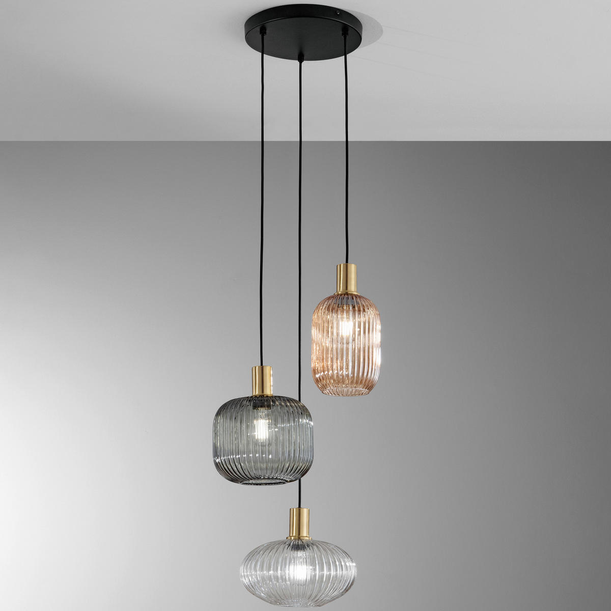 HÄNGELEUCHTE 25/220 cm  - Dunkelgrau/Transparent, Trend, Glas/Metall (25/220cm)