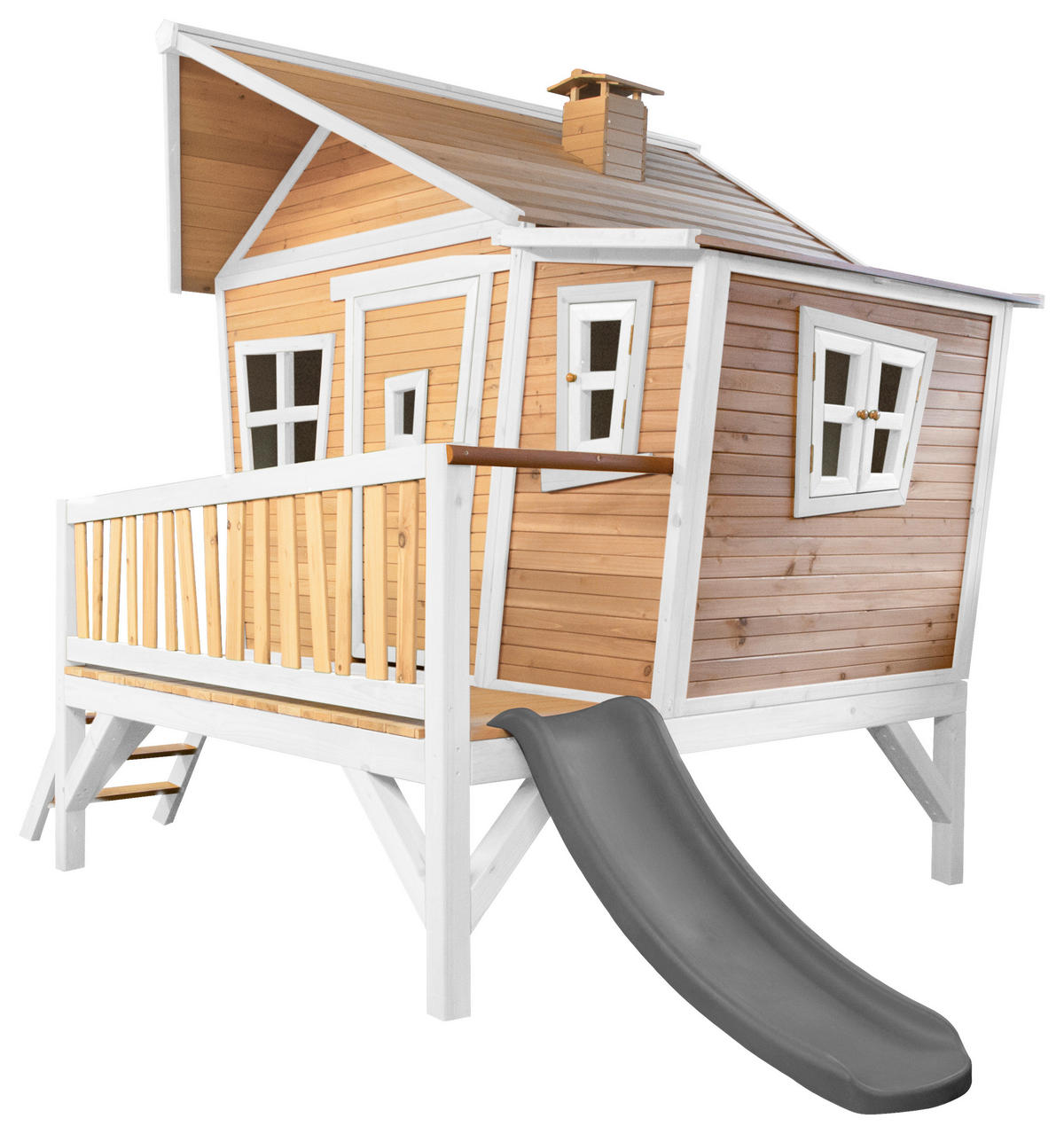 SPIELHAUS 123/12,8/152 cm  - Braun/Weiß, KONVENTIONELL, Holz/Kunststoff (123/12,8/152cm) - Ambia Garden