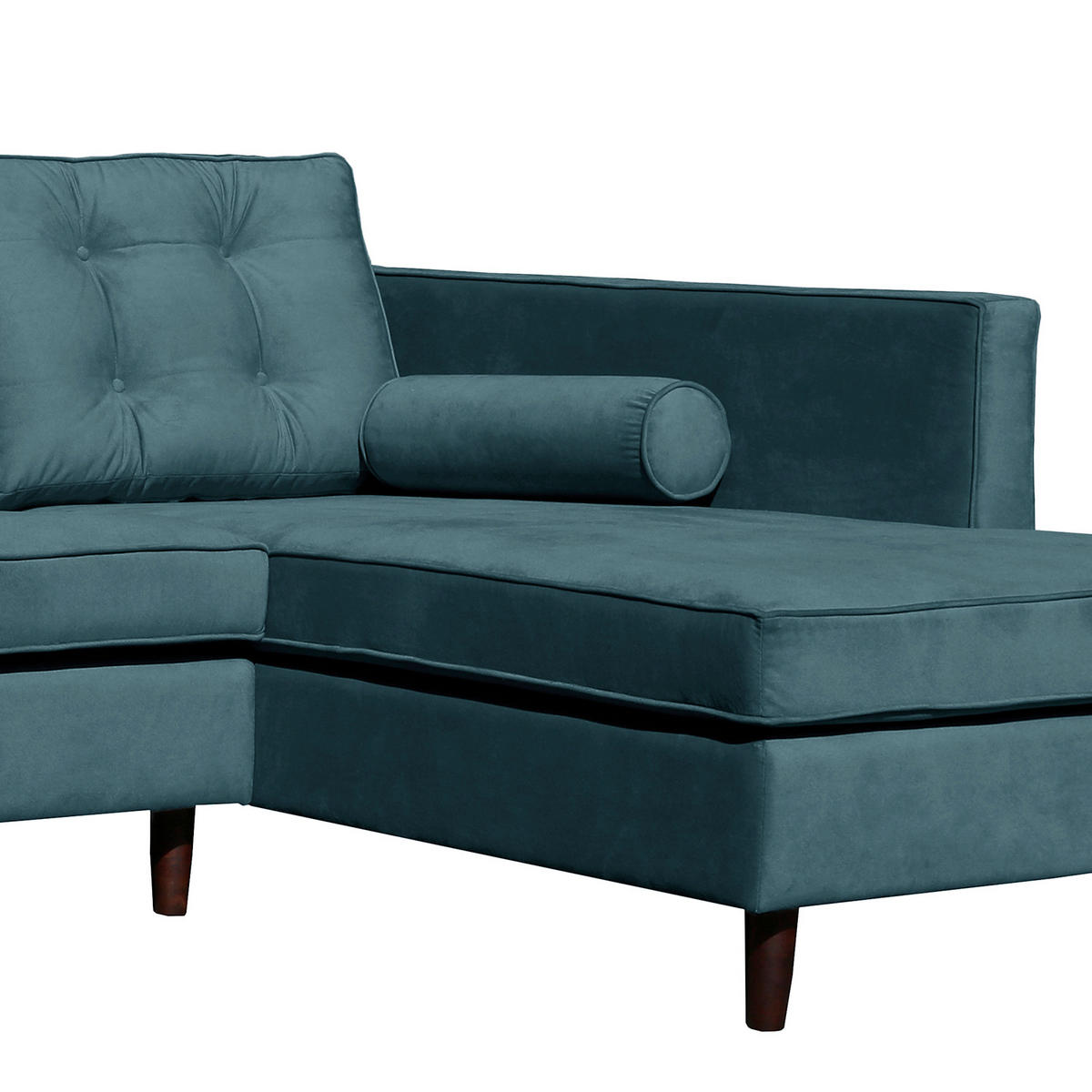 ECKSOFA VANCOUVER Dunkelblau Mikrofaser Zierkissen, Rückenkissen  - Braun/Dunkelblau, Design, Holz/Textil (240/169cm) - P & B