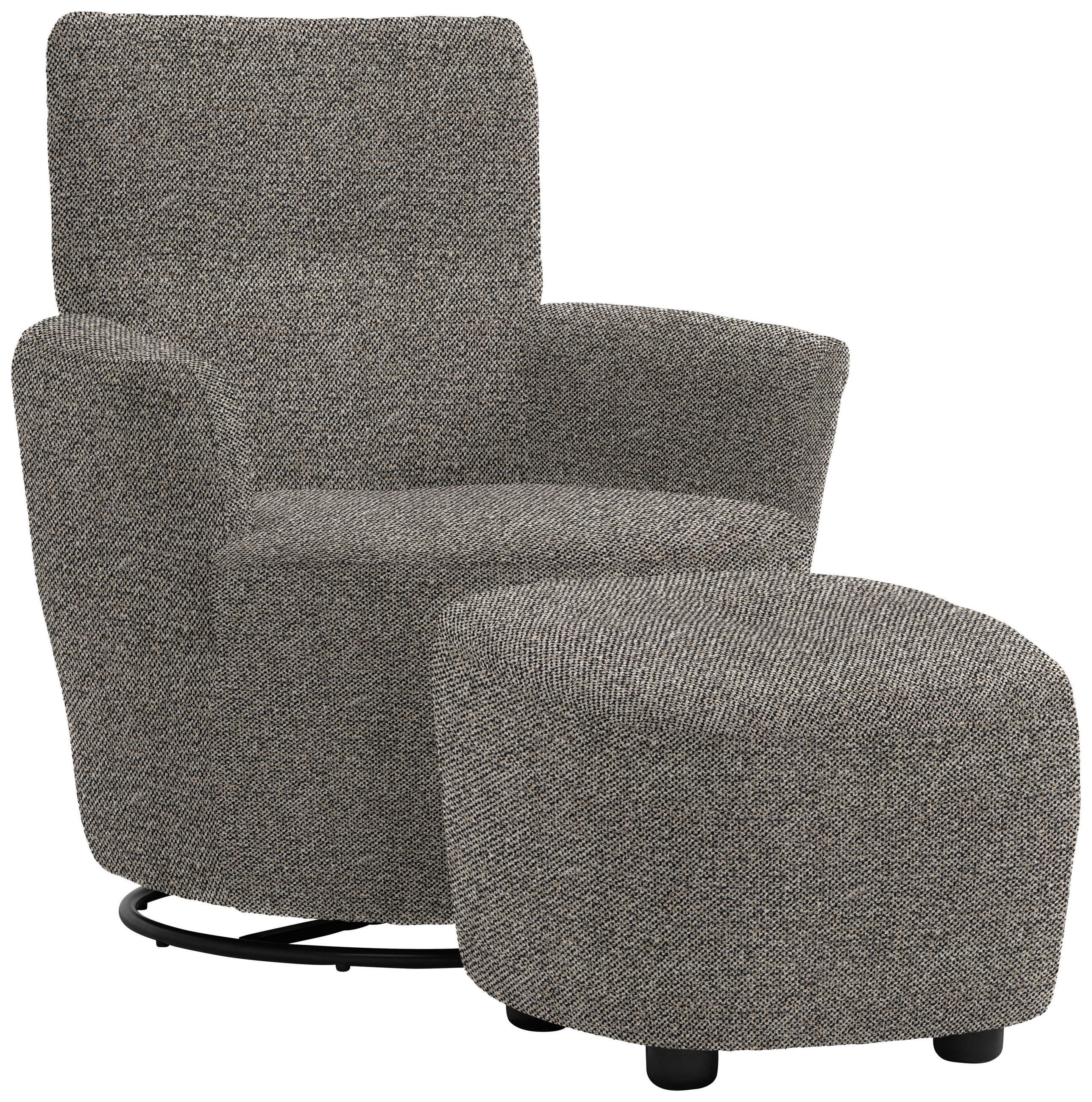 SESSEL in Chenille, Flachgewebe Graubraun  - Graubraun/Schwarz, Design, Textil/Metall (81/92/84cm) - Xora