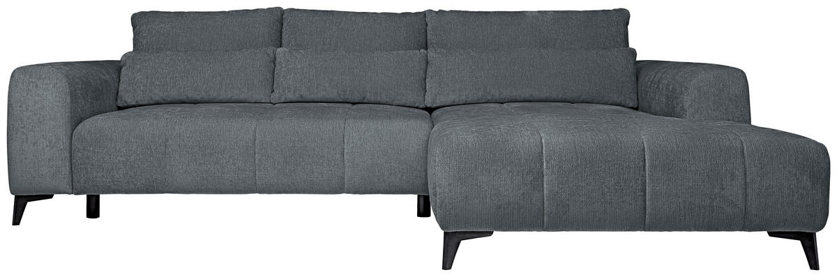 ECKSOFA  in Chenille Grau  279/222 cm  - Schwarz/Grau, KONVENTIONELL, Kunststoff/Textil (279/222cm) - Hom`in