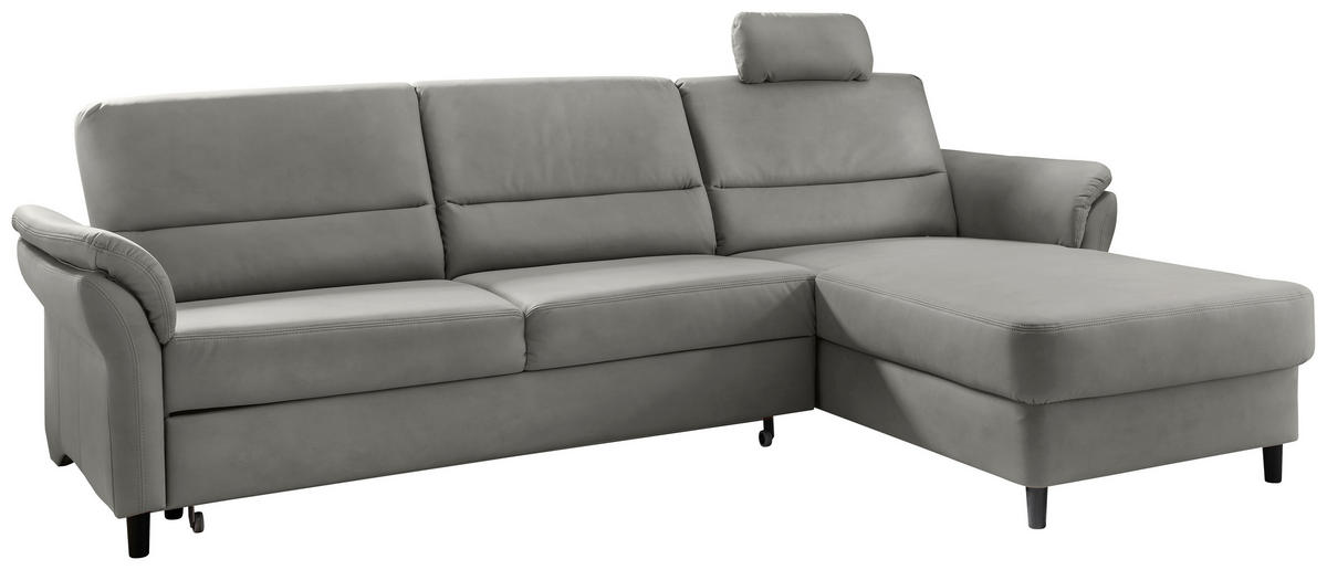 ECKSOFA in Lederlook Grau  - Schwarz/Grau, Modern, Holz/Textil (279/176cm) - Livetastic