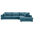 ECKSOFA in Cord Blau  - Blau/Schwarz, KONVENTIONELL, Kunststoff/Textil (314/250cm) - Carryhome