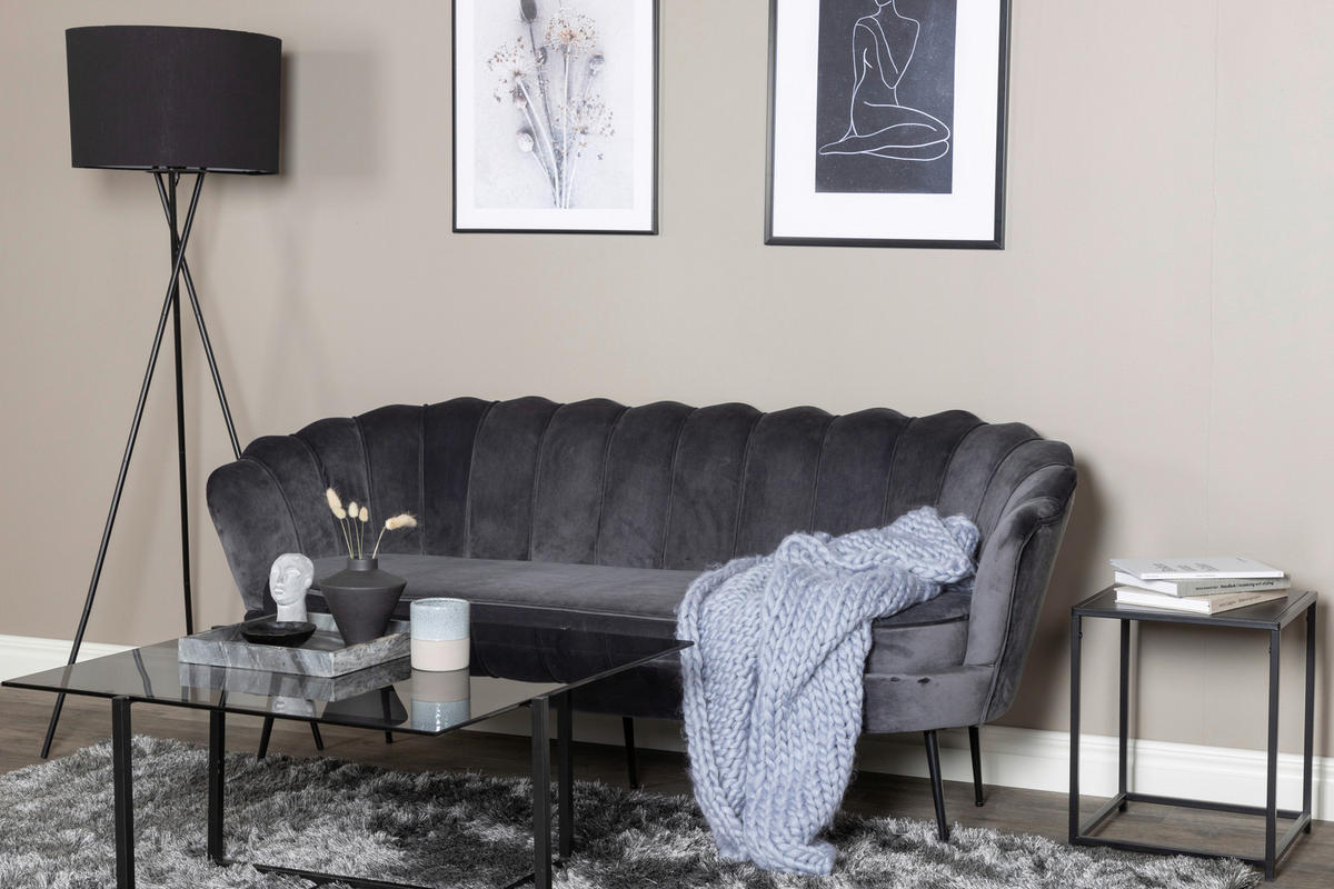 2-SITZER-SOFA Schwarz, Dunkelgrau  - Dunkelgrau/Schwarz, Design, Textil/Metall (180/78.5/78cm) - Livetastic