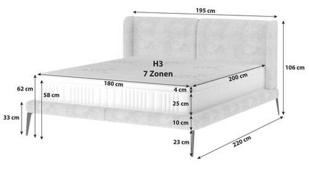 KÁRPITOZOTT ÁGY 180/200 cm  fáradtrózsaszín  - fekete/krém, Modern, textil/fém (180/200cm) - Livetastic