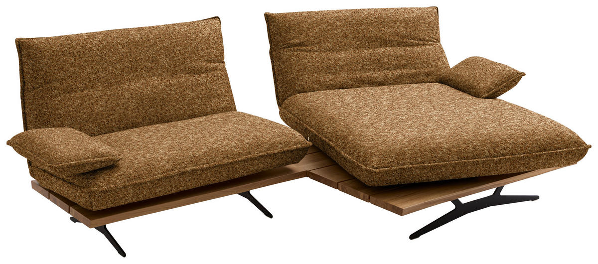 ECKSOFA  in Chenille, Flachgewebe Cognac, Wildeiche  284/161 cm  - Wildeiche/Cognac, Design, Holz/Textil (284/161cm) - Koinor