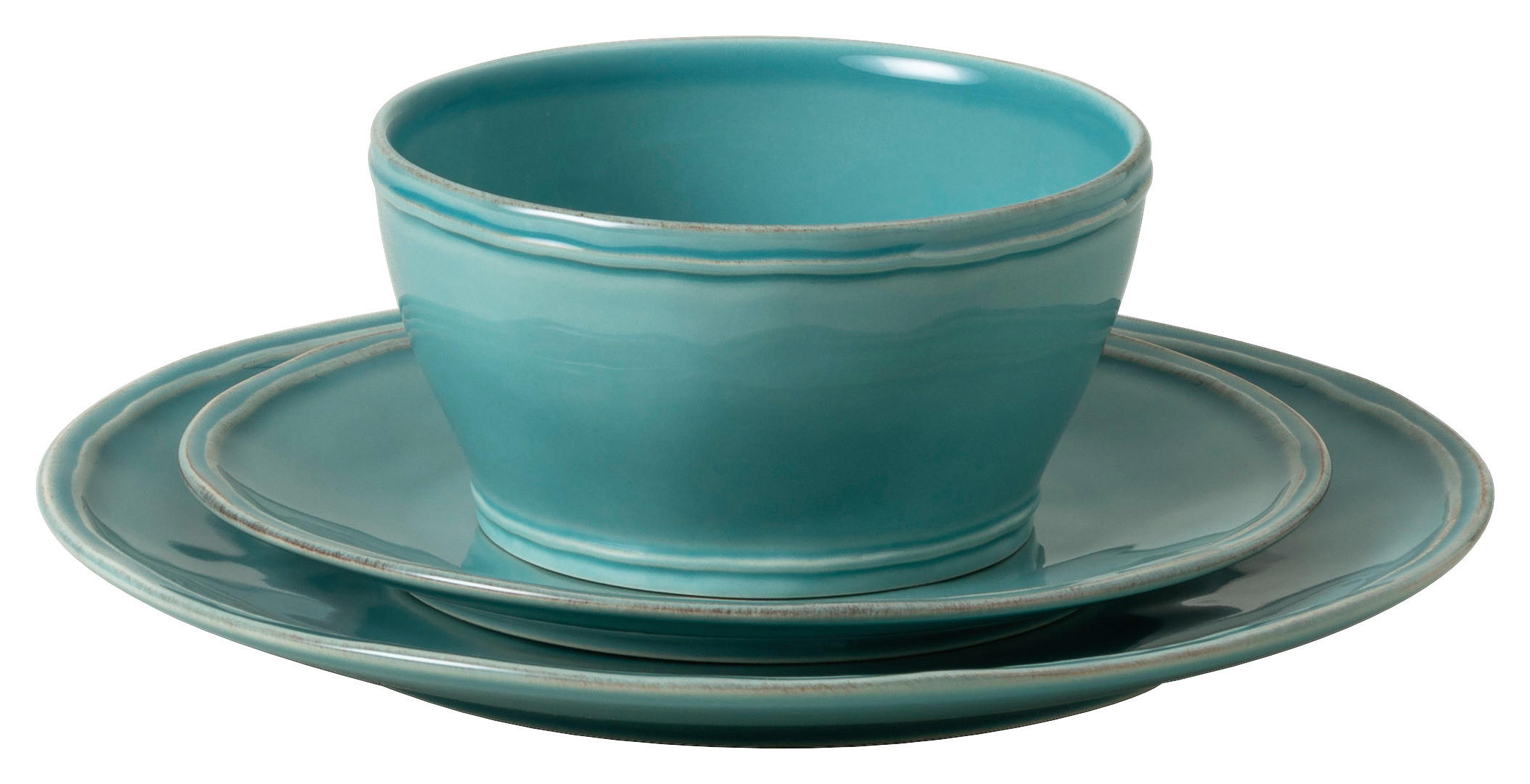 KOMBISERVICE Türkis FONTANA 12-teilig 4 Personen  - Türkis, Basics, Keramik - Costa Nova