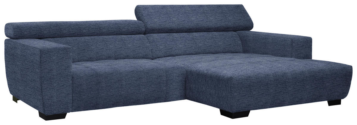 ECKSOFA in Webstoff Dunkelblau  - Schwarz/Dunkelblau, Konventionell, Textil/Metall (279/182cm) - Hom`in