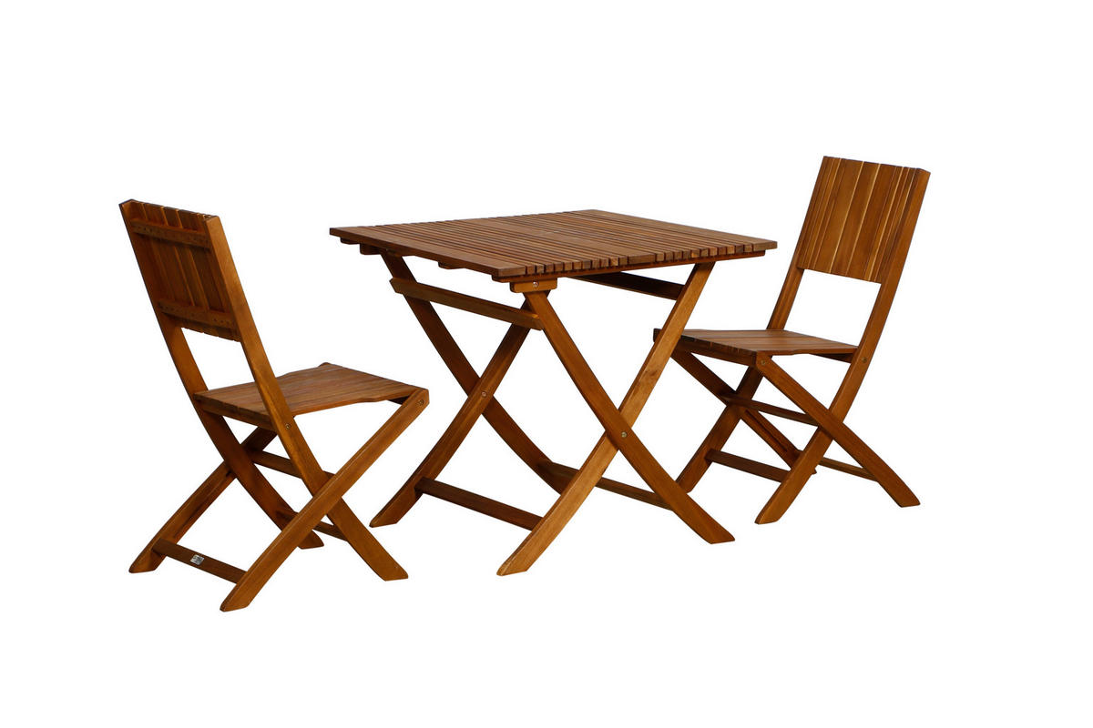 BALKONSET  3-teilig  - Akaziefarben, KONVENTIONELL, Holz - Siena Garden